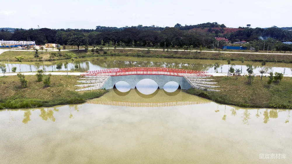 高清摄影  白水泥桥横跨河流