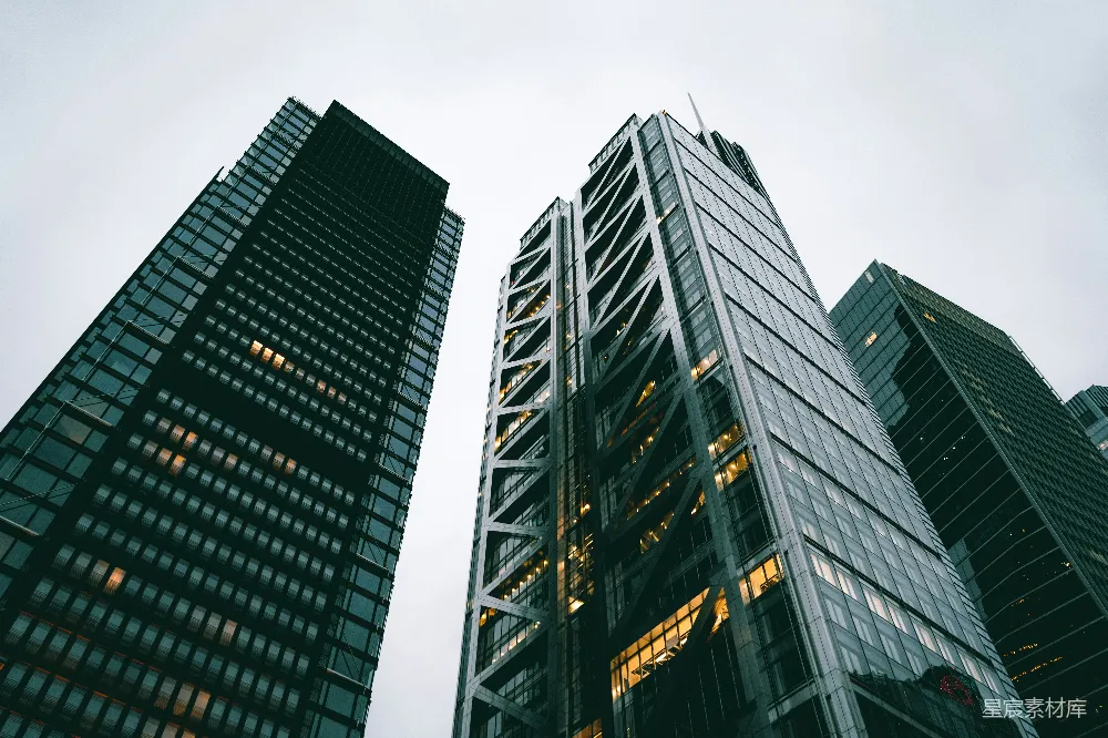 高清摄影  两座高大的建筑物并排而立。