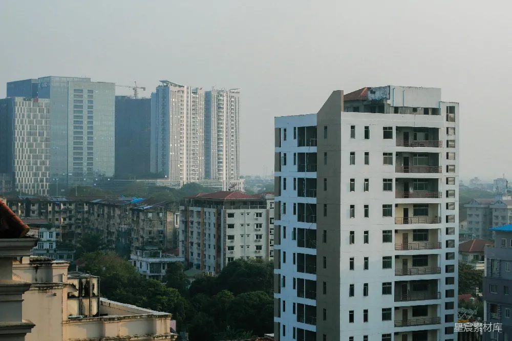 高清摄影  一座高层建筑上俯瞰的城市景色