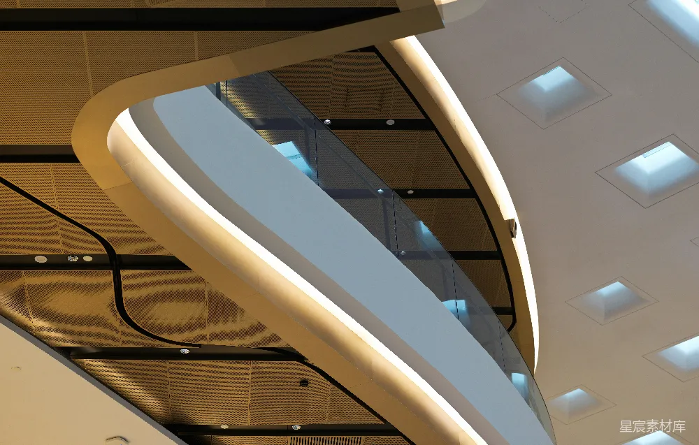 高清摄影  一座建筑的特写，展示了一座螺旋楼梯。