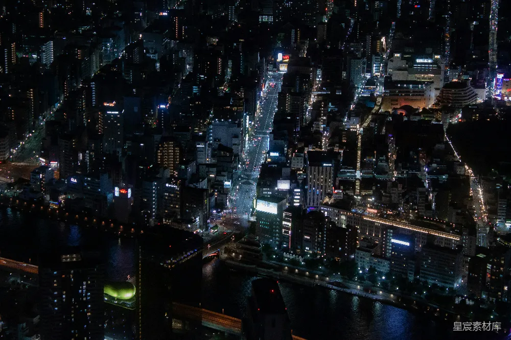 高清摄影  夜晚城市高空俯视图