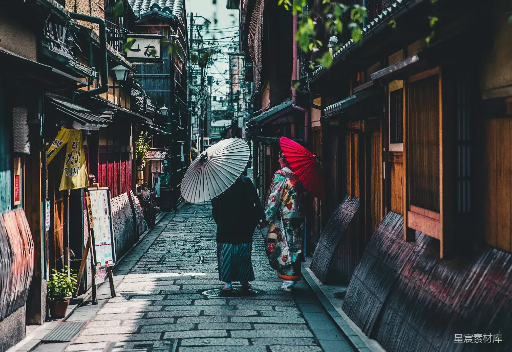 高清摄影 自然 在街上行走的人打着伞。