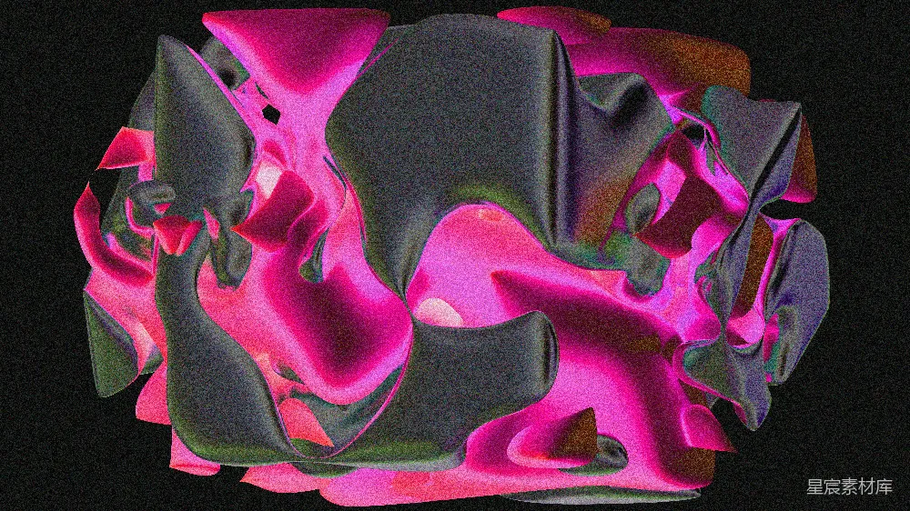 高清摄影  抽象的3D渲染，呈现为发光的粉灰色形状