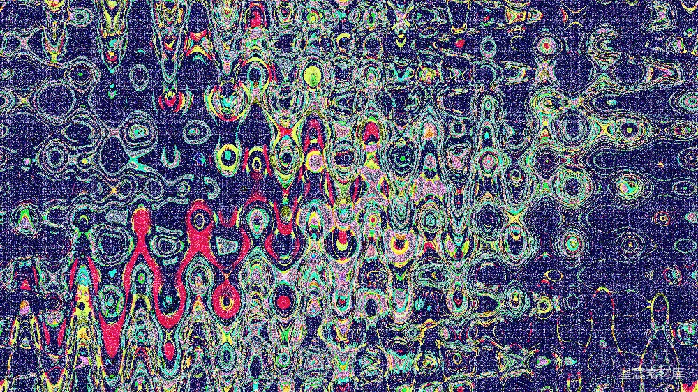 高清摄影  暗色背景上抽象的波浪状彩色图案。