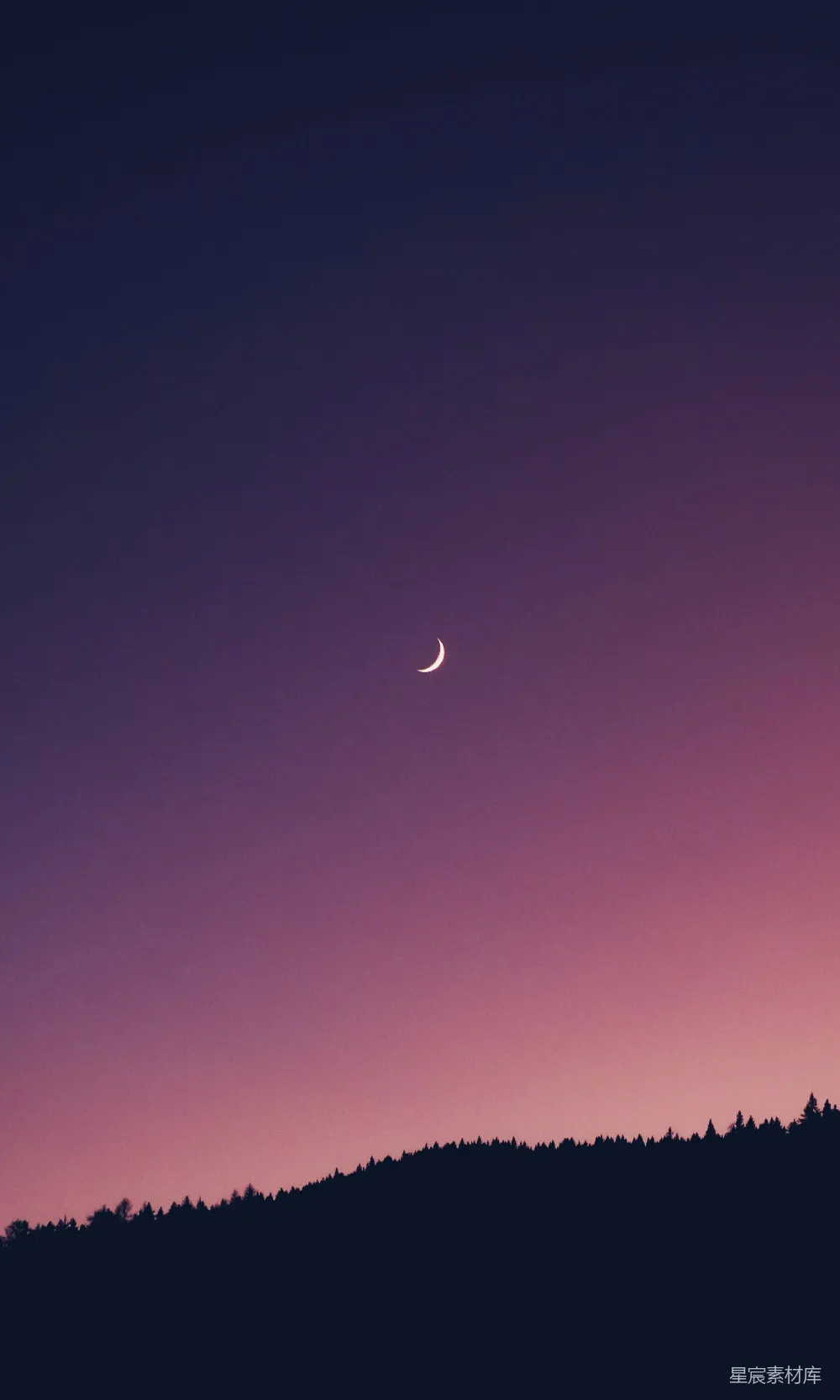 高清摄影  夜晚的弯月景色