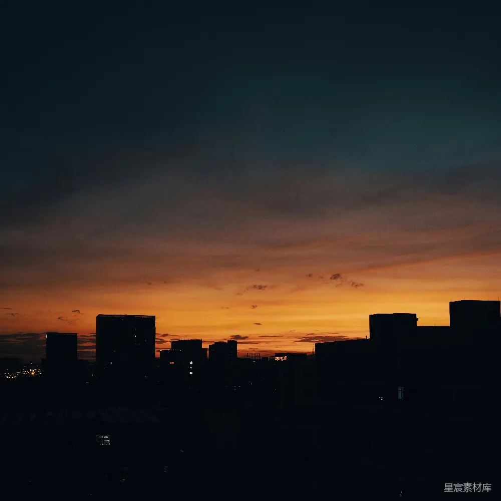 高清摄影  夕阳下的城市天际线