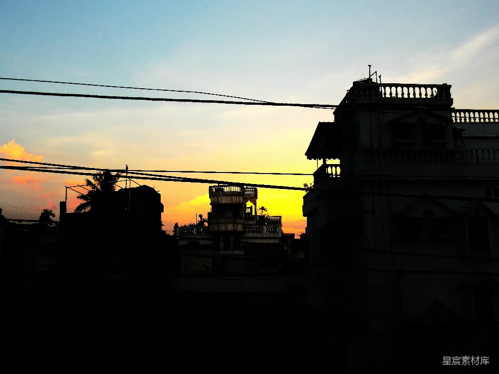 高清摄影  夕阳下的城市