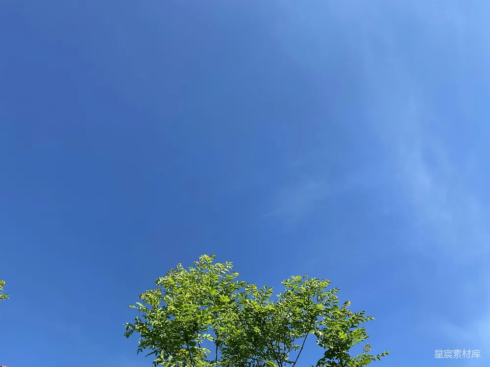 高清摄影  晴朗的蓝天中飘着几朵云。