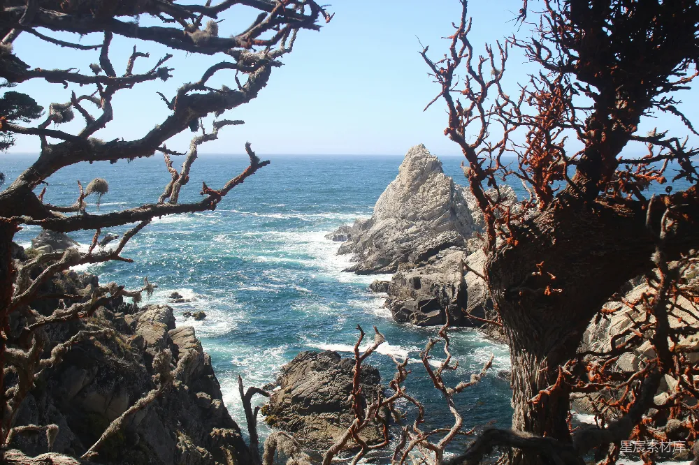 高清摄影  从岩石峭壁上看海洋景色