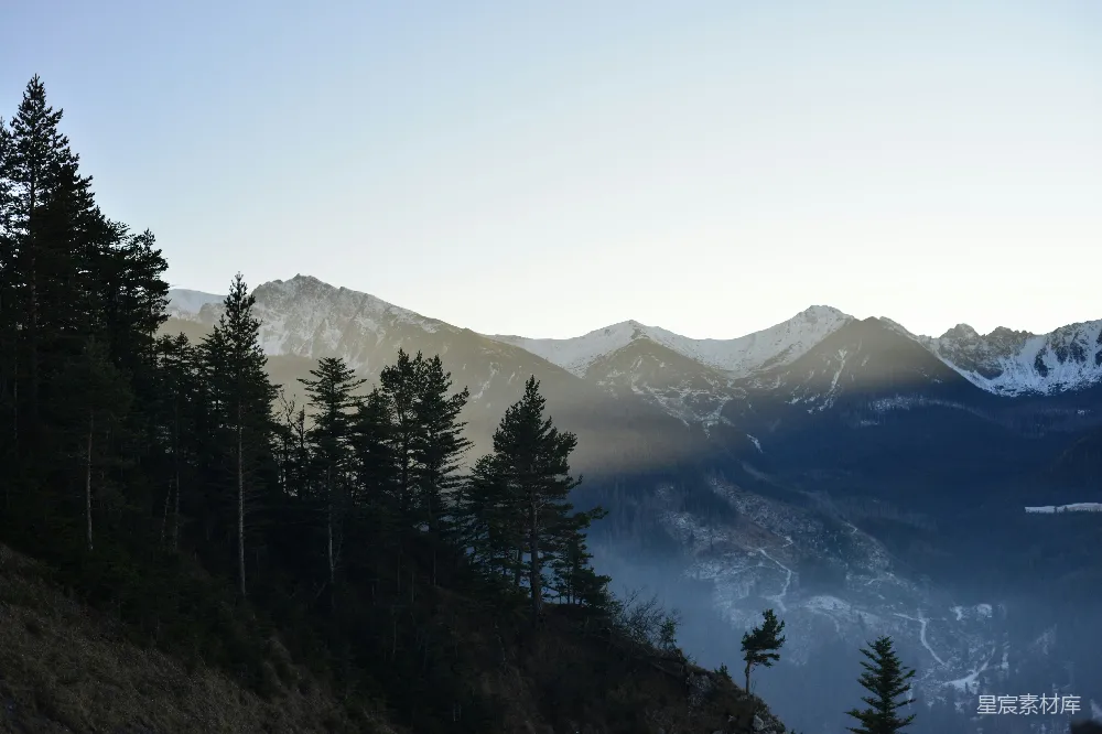 高清摄影  白天山间绿树