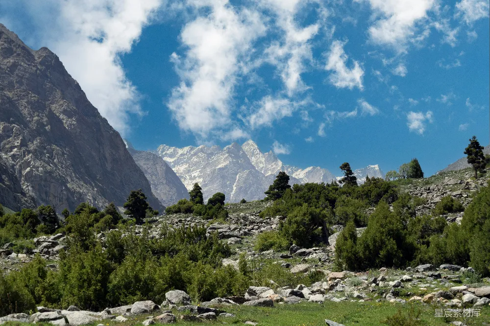 高清摄影 自然 旅行 壁纸 一座山丘，前景中有树木和岩石。