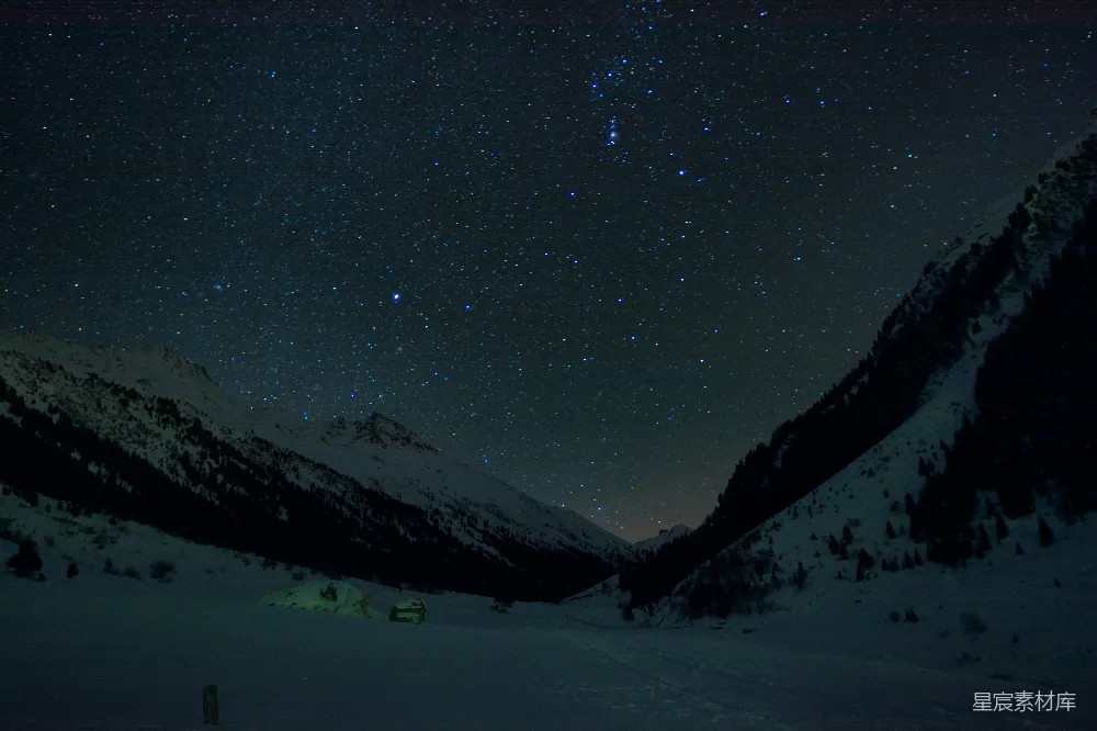 高清摄影  星空下的雪峰