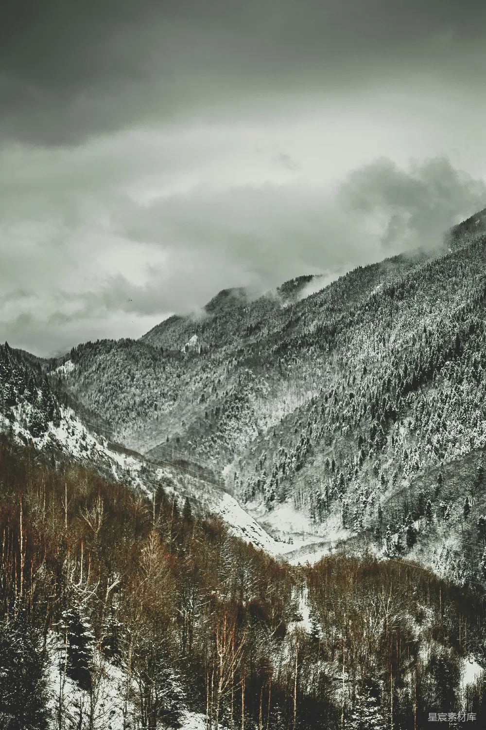 高清摄影 旅行 自然 壁纸 白天多云天空下的积雪覆盖的山脉