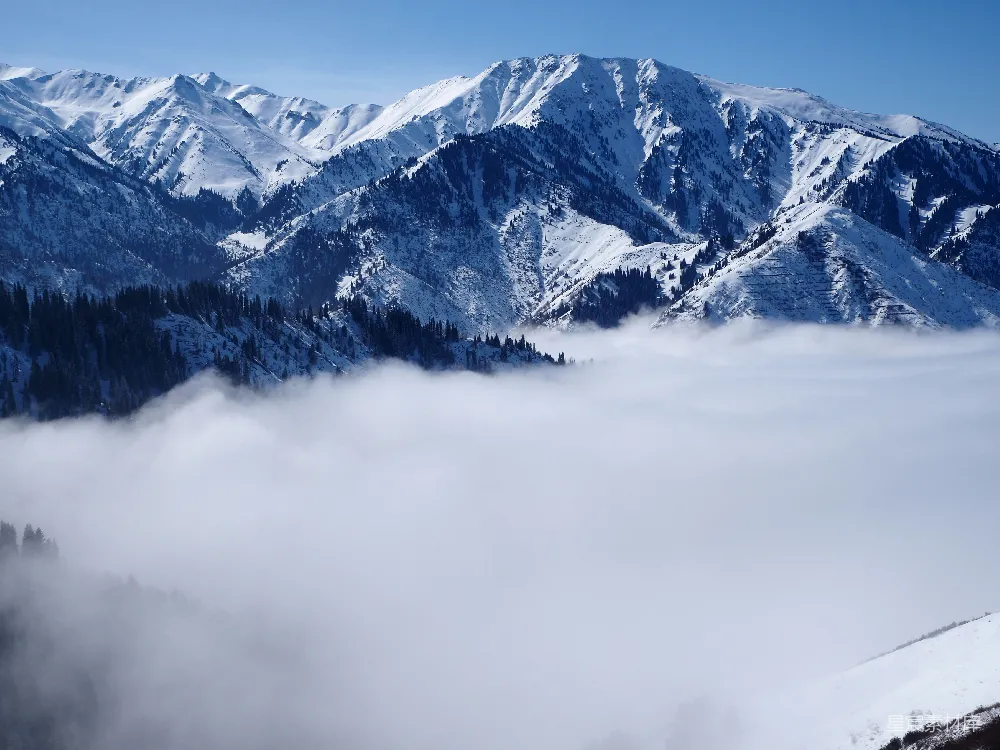 高清摄影  一座被雪覆盖的山脉的景色