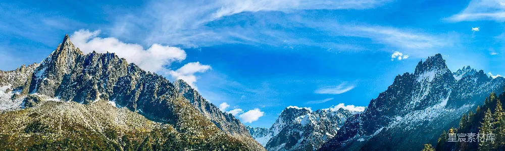 高清摄影  连绵的山脉、蓝天白云