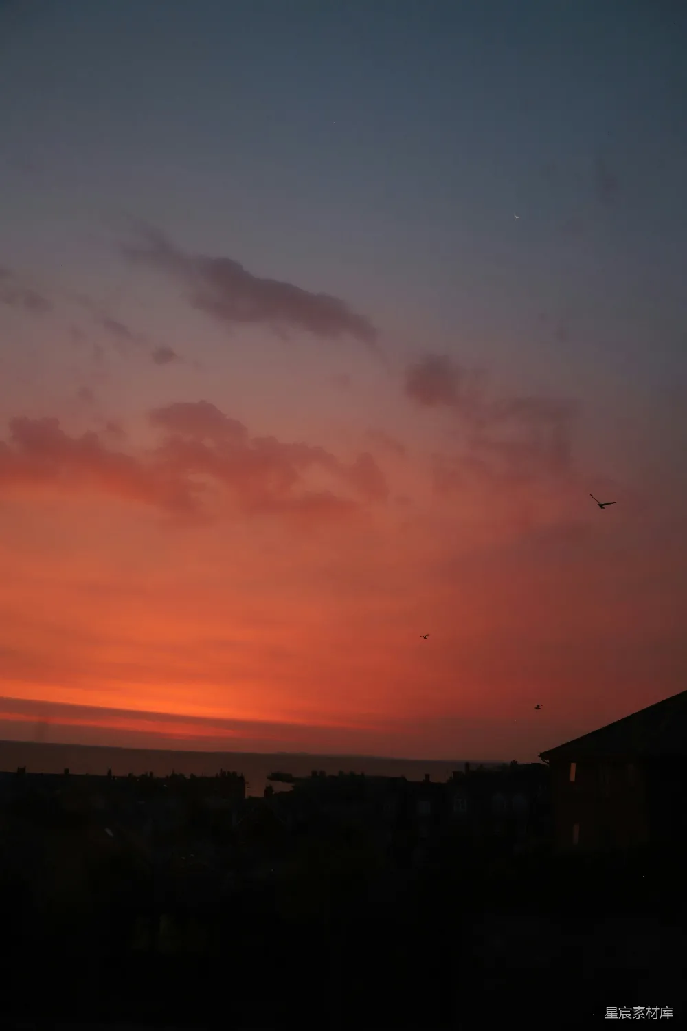 高清摄影  灿烂的夕阳映照在黑暗的景观上。