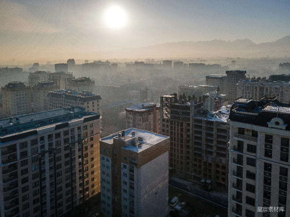 高清摄影  白天的城区建筑俯瞰图