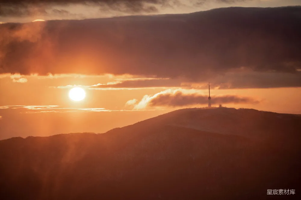 高清摄影  夕阳下山的剪影
