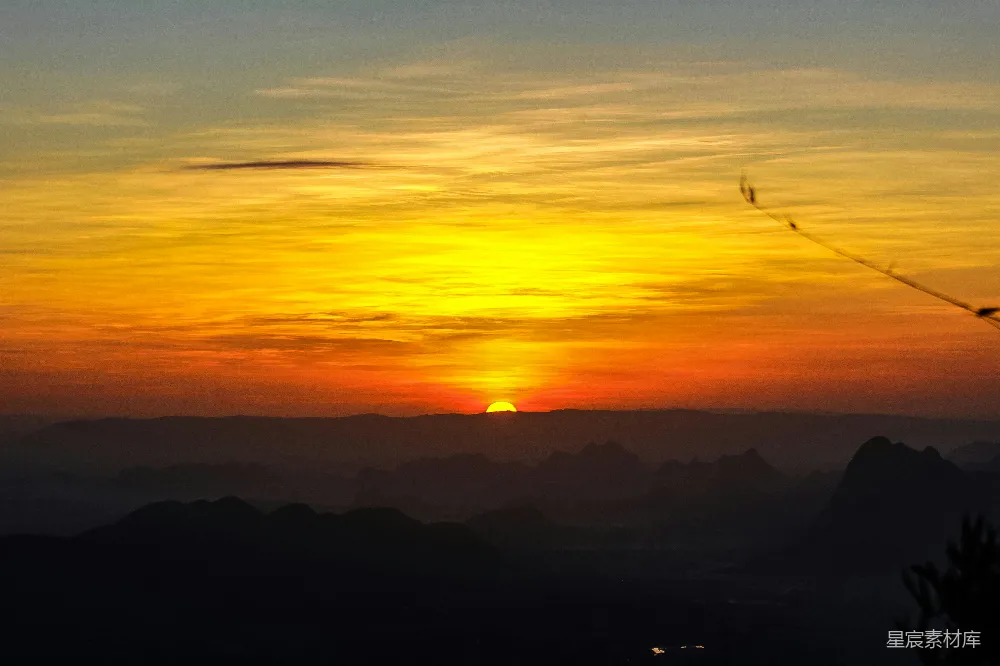高清摄影  夕阳下山的剪影