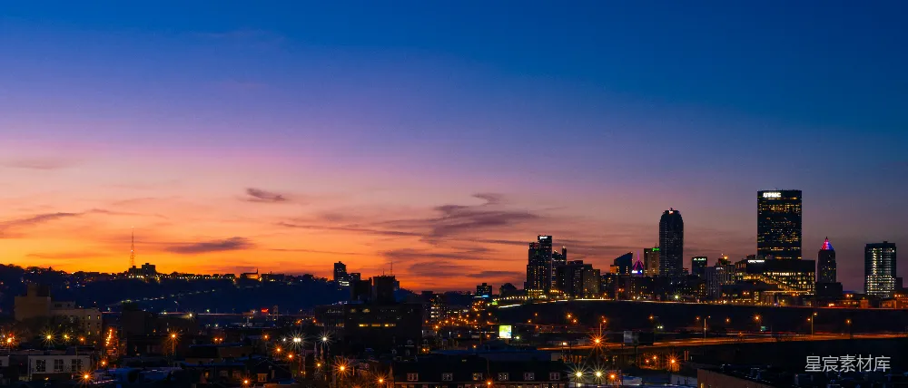 高清摄影  夜晚的城市天际线景色