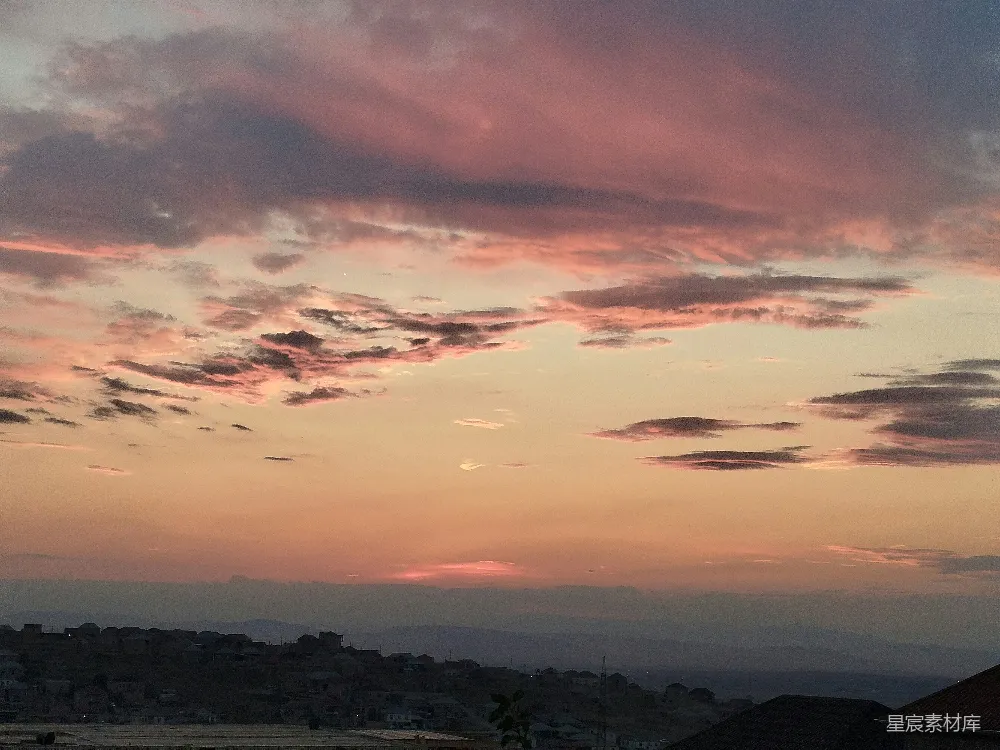 高清摄影  夕阳西下，城市的景色
