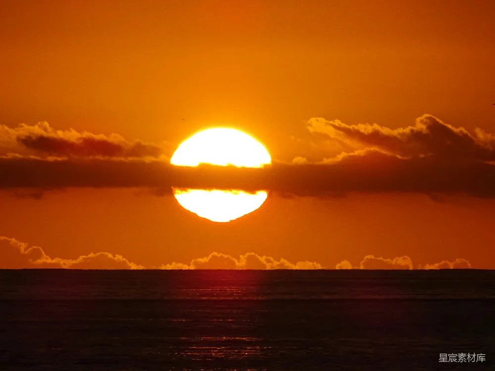 高清摄影  夕阳西下，海面波光粼粼