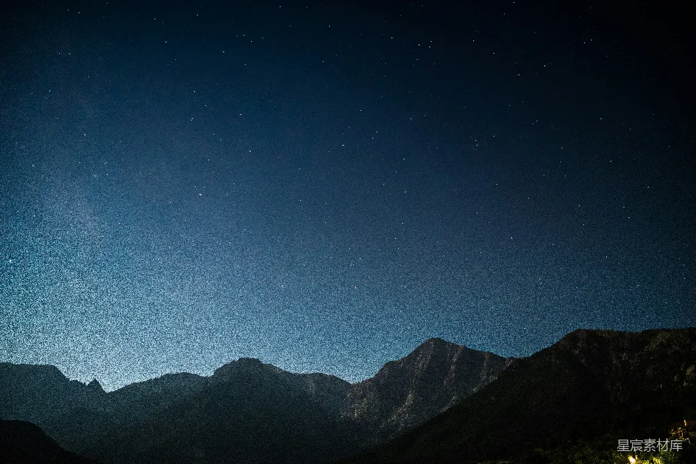 高清摄影  星夜中山峦的剪影