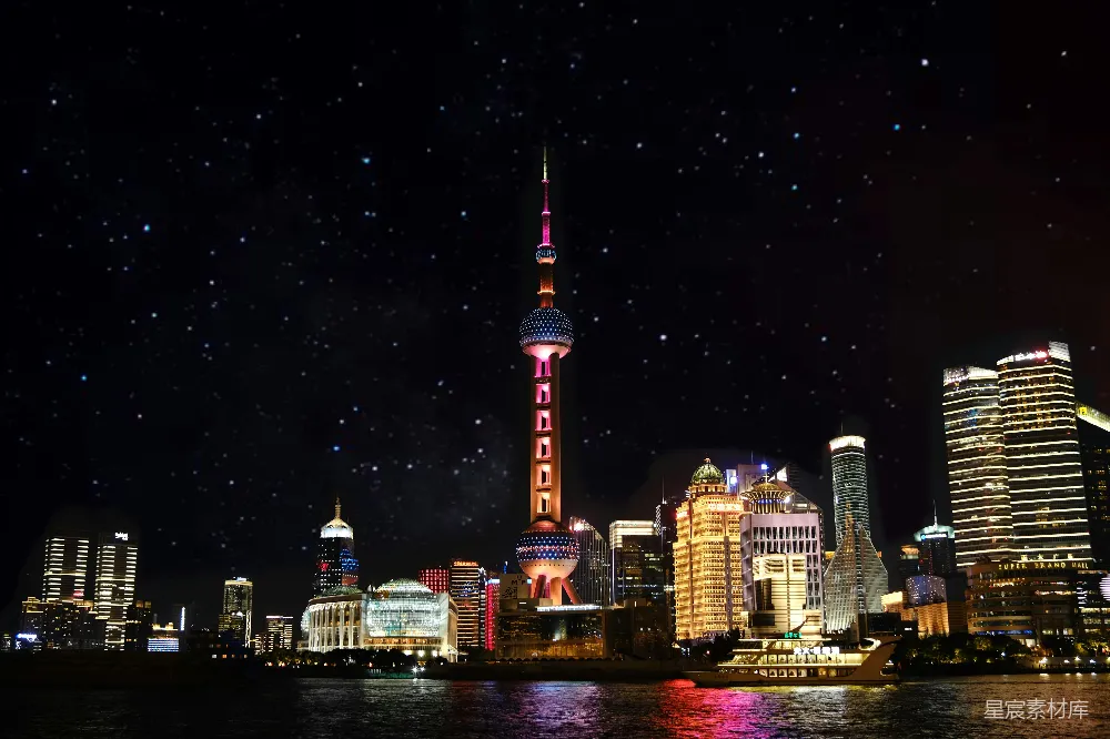 高清摄影  一个夜晚的城市灯光璀璨的景象