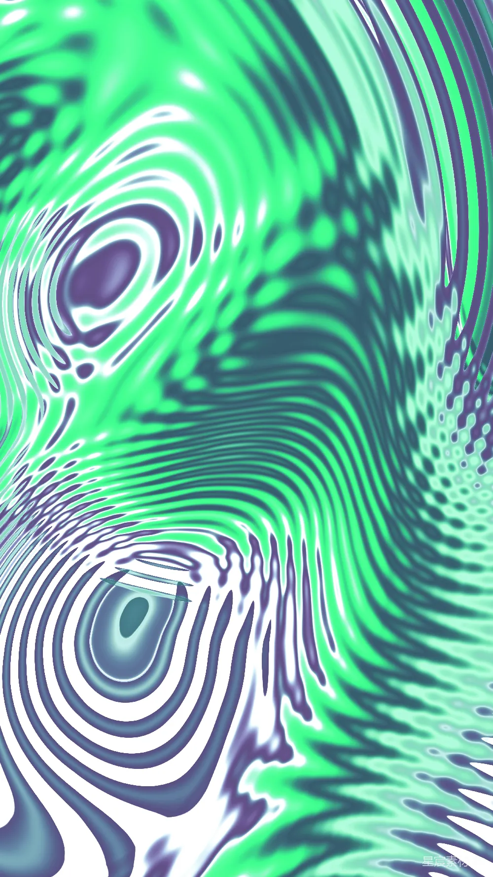 高清摄影  抽象的绿色和紫色波浪图案