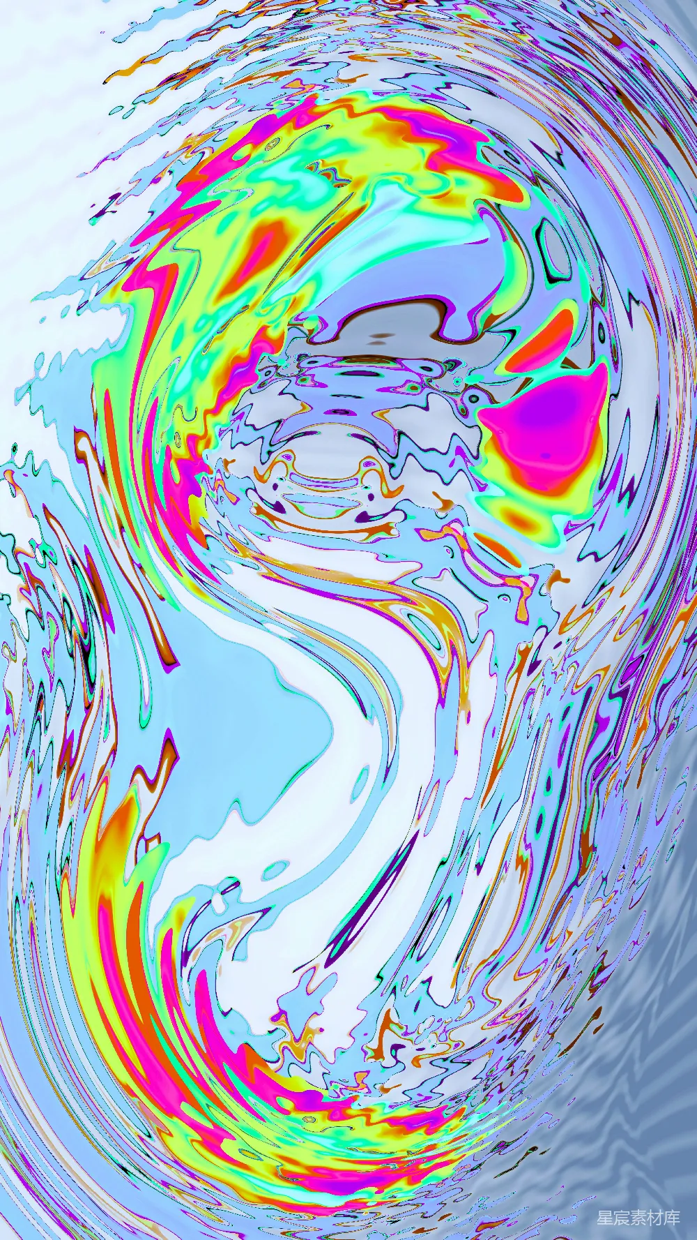 高清摄影  抽象的旋转图案，由明亮的颜色和淡蓝色构成。