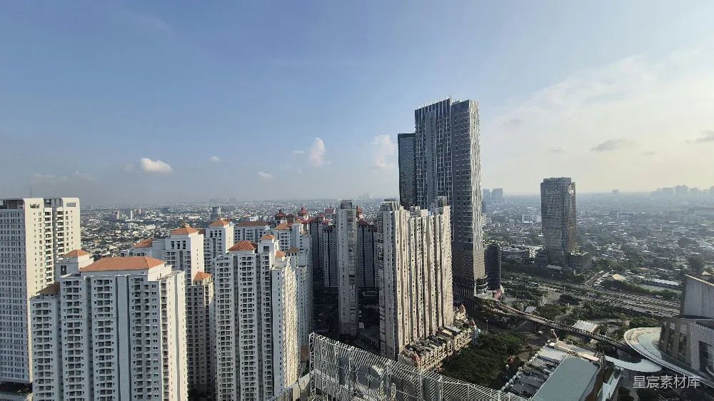 高清摄影  现代城市景观，蓝天下的众多高楼大厦。