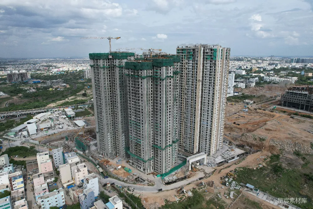 高清摄影  一座大型建筑正在建设中的俯瞰图