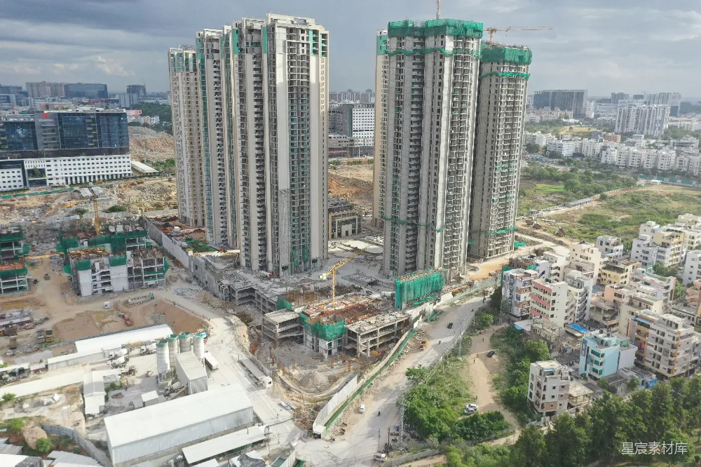 高清摄影  一个城市的建筑工地的鸟瞰图