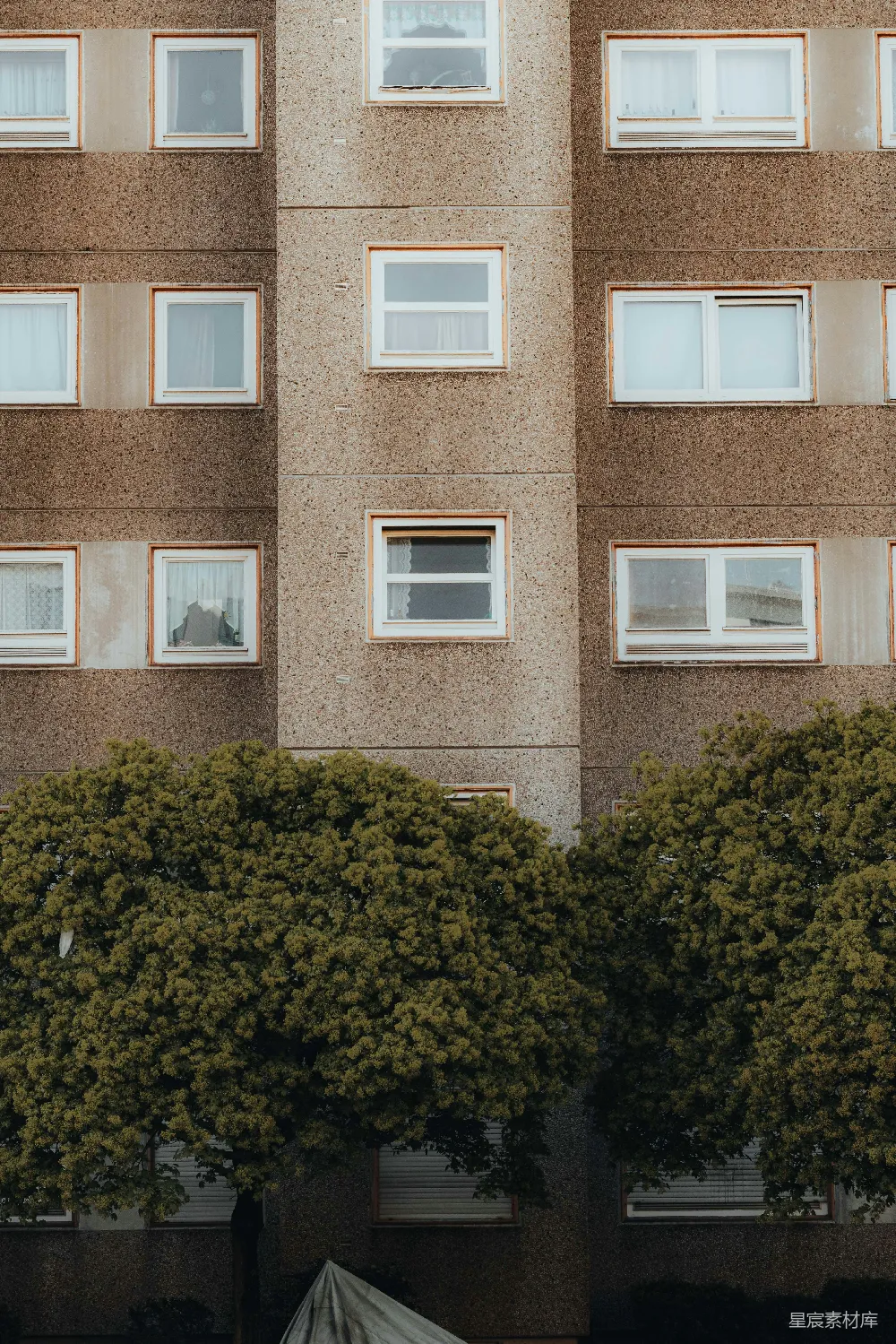高清摄影  建筑外观，前景有树木