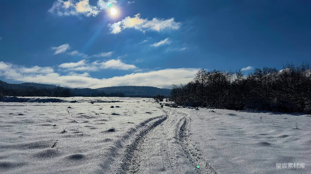 高清摄影  阳光洒在雪白的田野上
