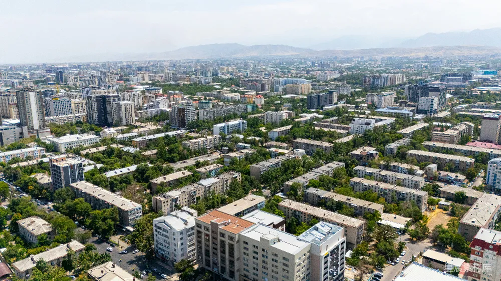 高清摄影  一座城市的鸟瞰图，其中有许多高楼大厦。