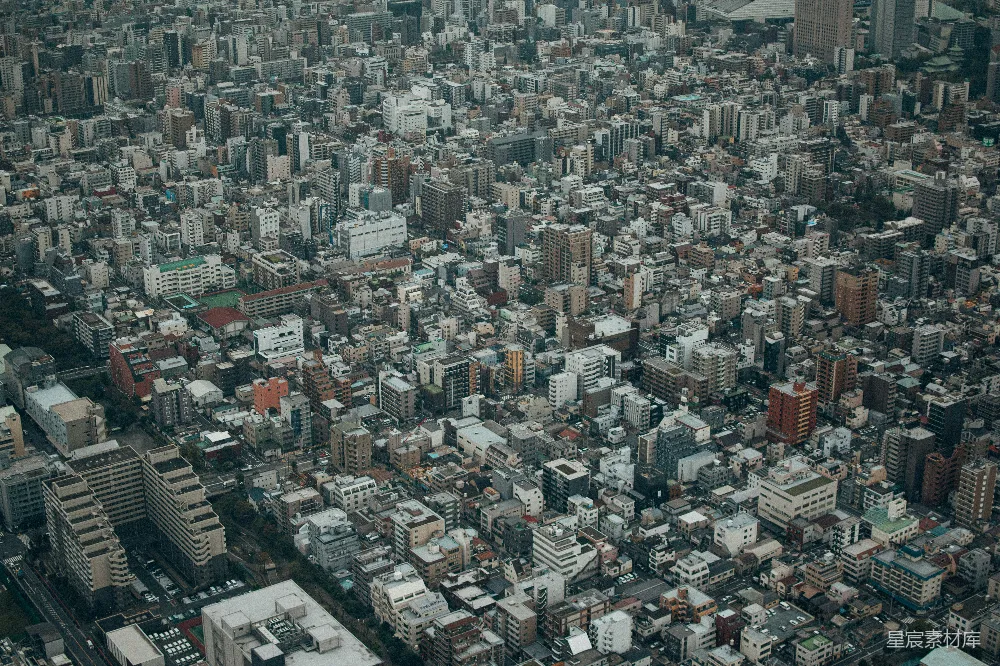 高清摄影  白天城市建筑的鸟瞰图