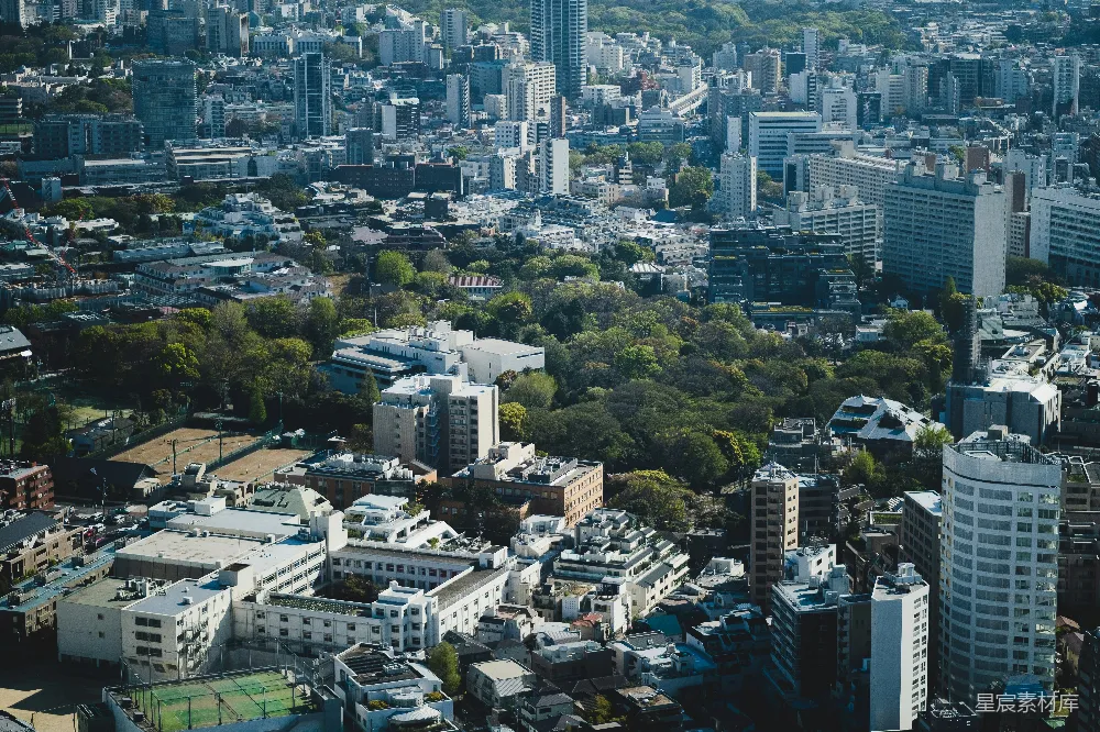 高清摄影  一座城市的空中俯瞰图，高楼林立。