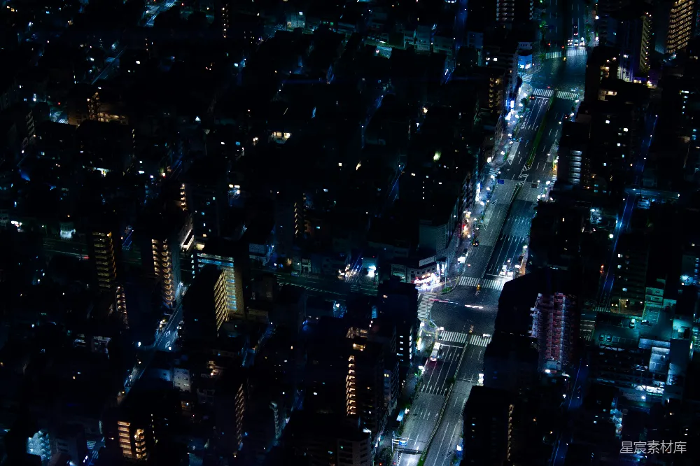 高清摄影  夜晚的城市空中俯瞰图