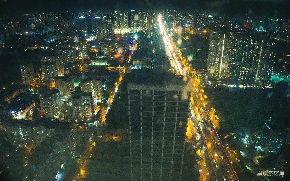高清摄影 旅行 夜晚的城市空中俯瞰图