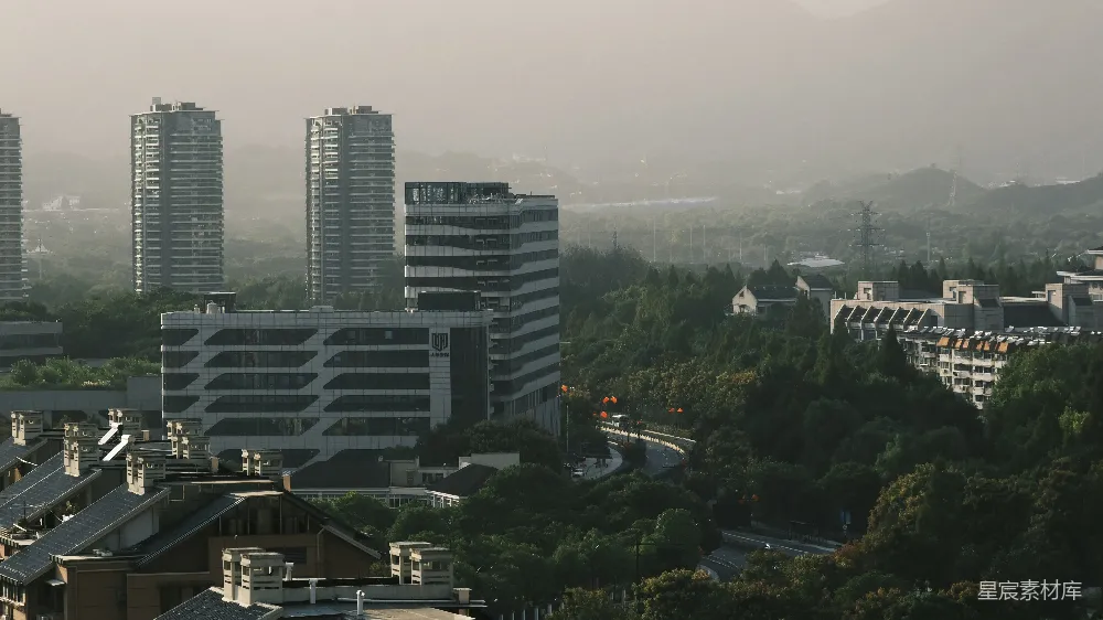 高清摄影  一座城市的景象，有高楼大厦。