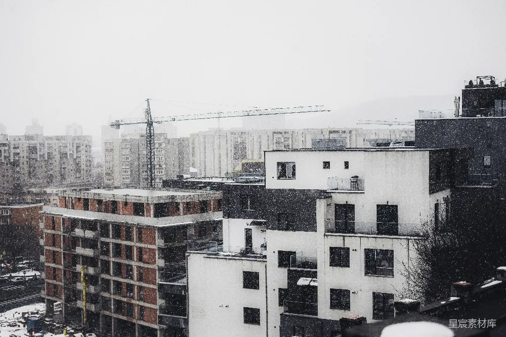 高清摄影  雪中城市的景色