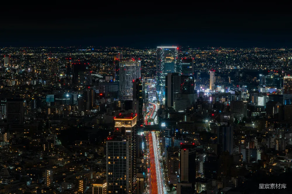 高清摄影  夜晚灯火辉煌的城市景象。