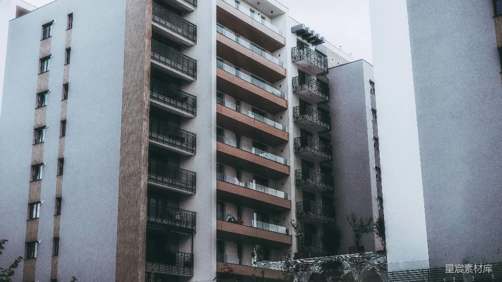 高清摄影  棕白相间的混凝土建筑