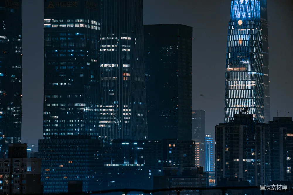 高清摄影  黑白城市建筑夜景