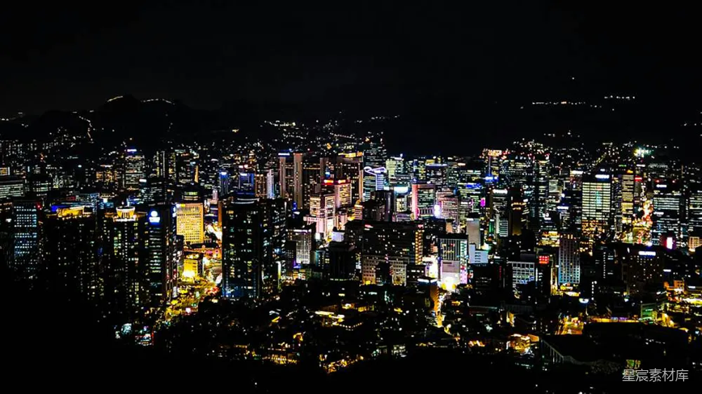 高清摄影  夜晚从山顶俯瞰城市景色