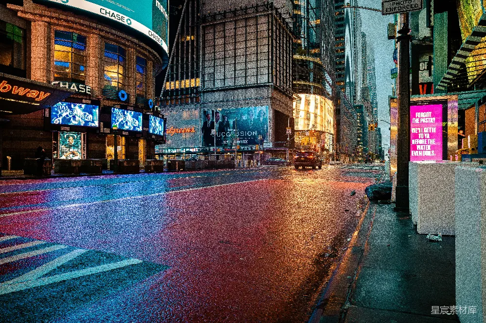 高清摄影  夜晚的城市街道上车流不息。