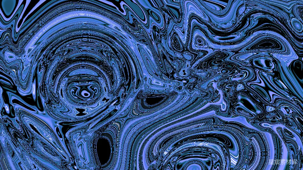 高清摄影  旋转的蓝色抽象图案，背景为深色