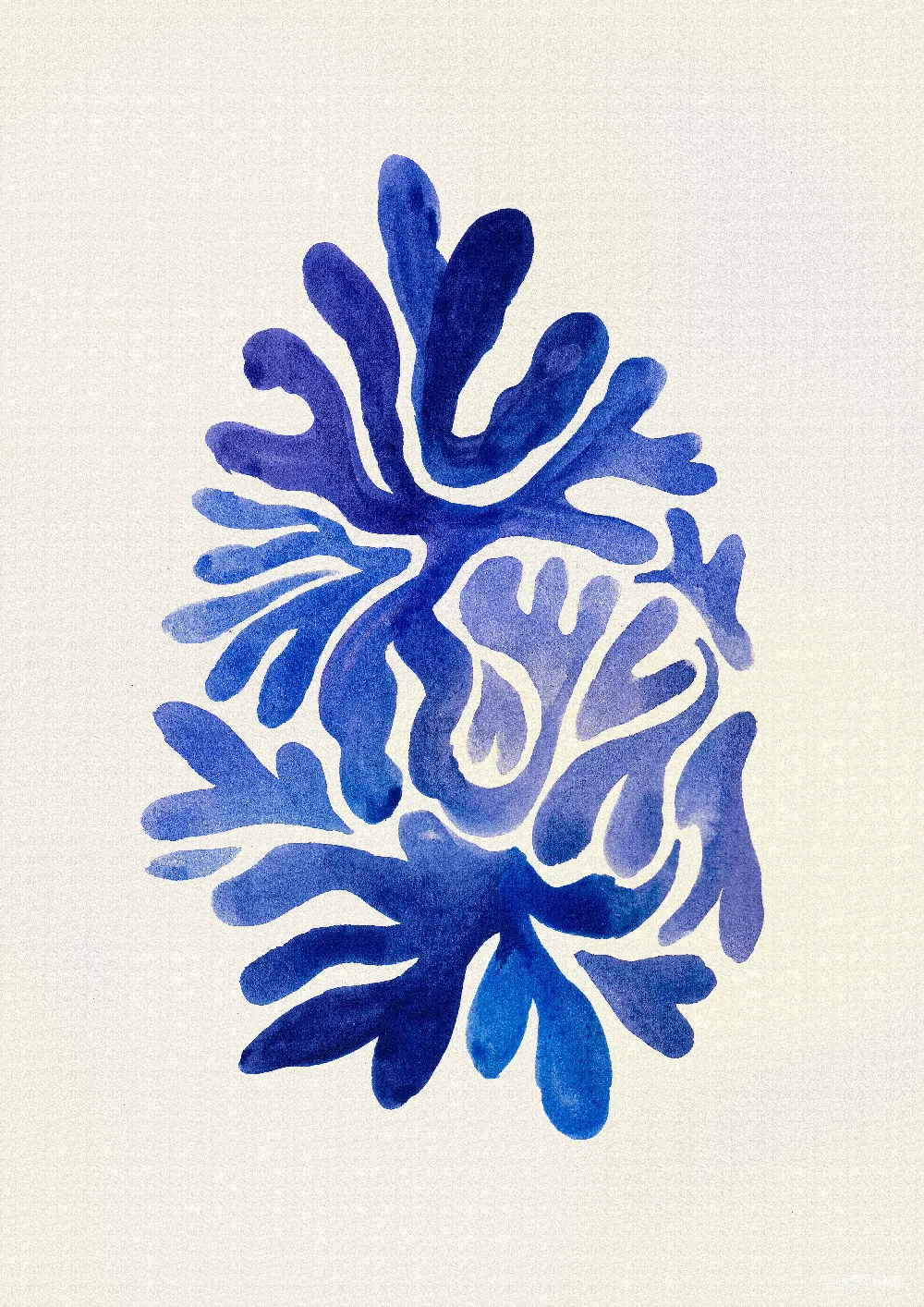 高清摄影  一幅白底蓝珊瑚的水彩画