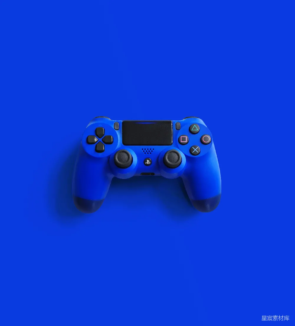 高清摄影  蓝色索尼PS4游戏手柄